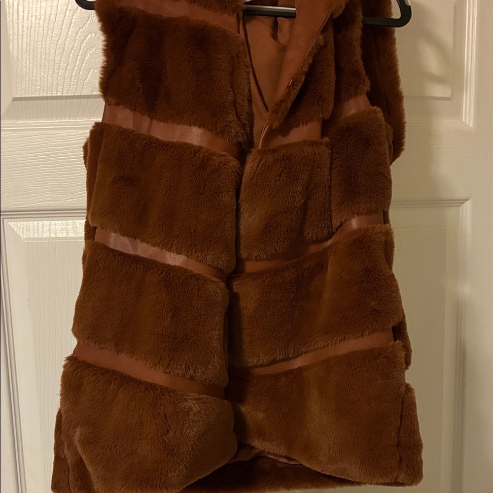 Joseph Ribkoff Chocolate Faux Fur Vest
